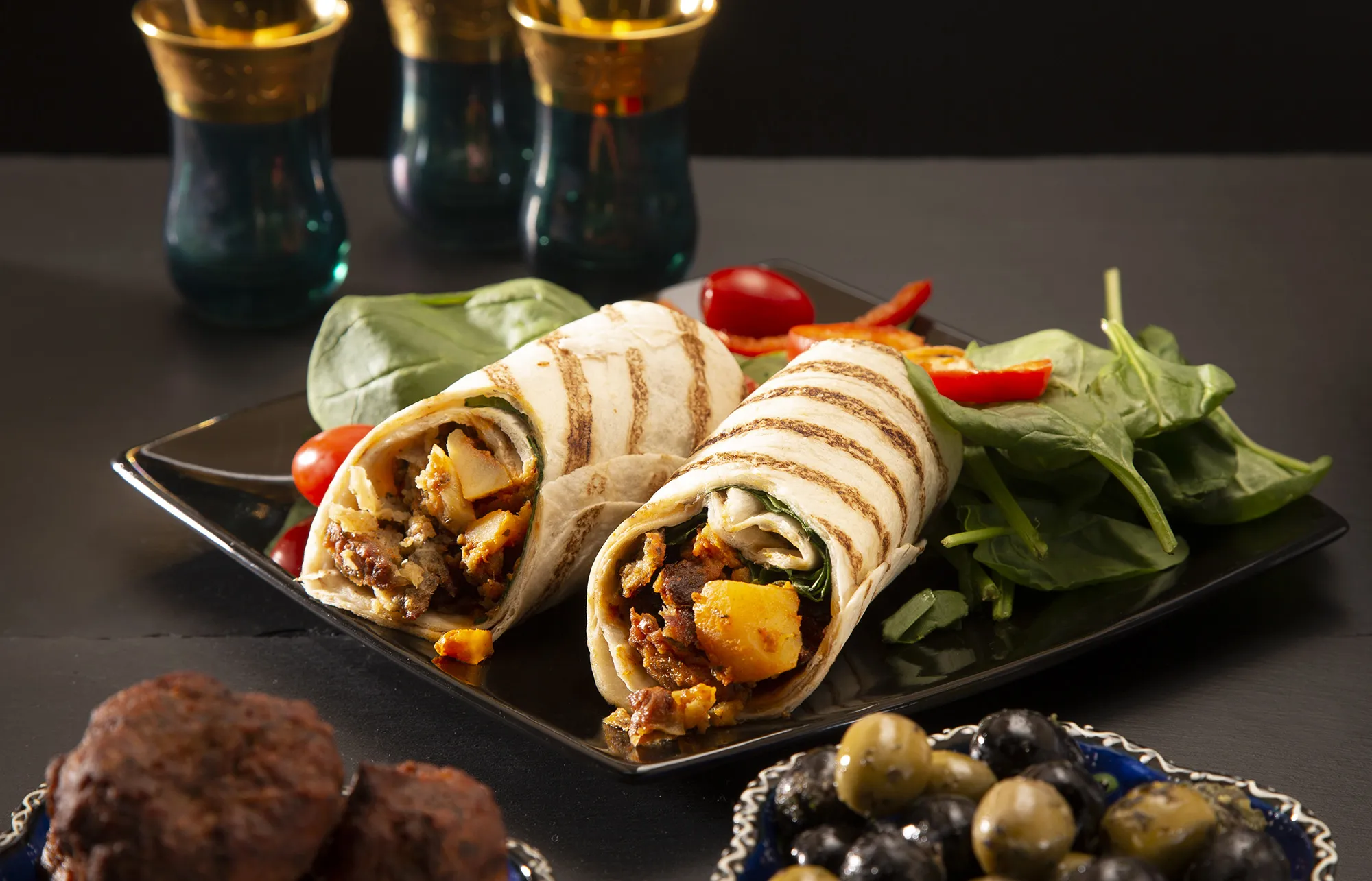 Onion Bhaji and Bombay Potato Wrap